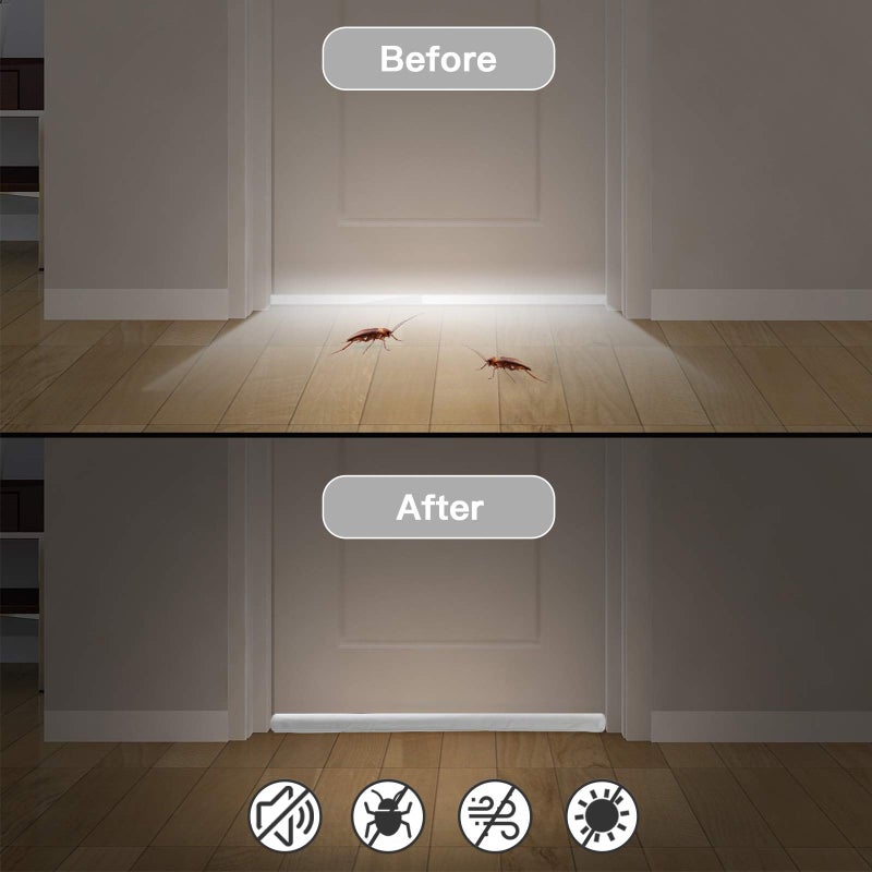 GDHOMM Door Draft Stopper, Door Sweep, Weather Stripping Door Seal Strip Household Products, Door air Blocker, Light Blocker, Noise Blocker, Energy Saving, 30"" to 36"" Size Adjustable (White) - Image 5